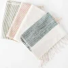Riviera Striped Cotton Hand Towel, Natural with Grey