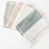 Riviera Striped Cotton Hand Towel, Natural with Blush