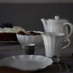 Rosa Side Plate, White, Set of 4^Be Home Shop