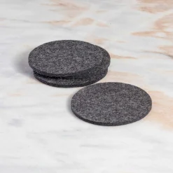 Round Felt Coaster, Set of 4, Charcoal