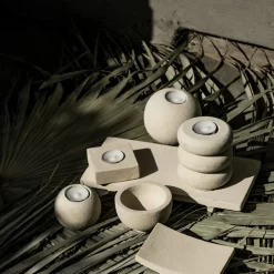 Round Sandstone Tea-light Holder, Large^Be Home Sale