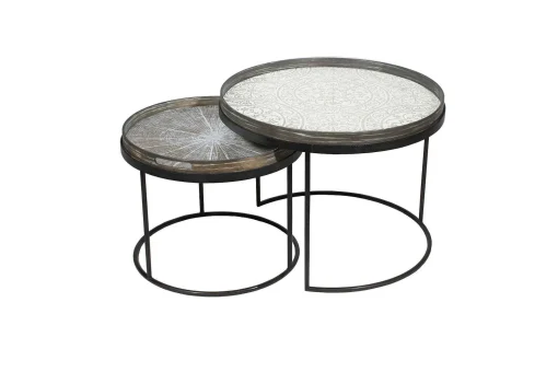 Round Tray Coffee Table Set, S & L (Trays Not Included)