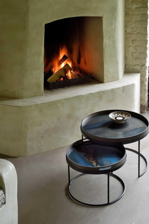 Round Tray Coffee Table Set, S & L (Trays Not Included)