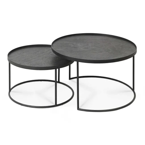 Round Tray Coffee Table Set, S & L (Trays Not Included)