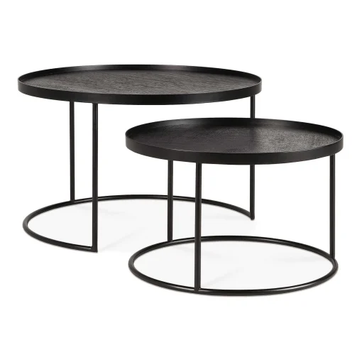 Round Tray Coffee Table Set, S & L (Trays Not Included)