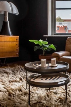 Round Tray Coffee Table Set, S & L (Trays Not Included)