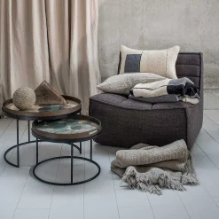 Round Tray Coffee Table Set, S & L (Trays Not Included)