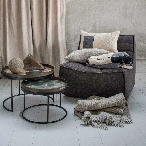 Round Tray Coffee Table Set, S & L (Trays Not Included)