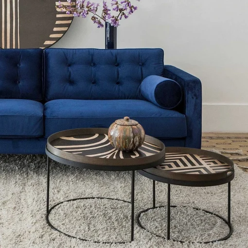 Round Tray Coffee Table Set, S & L (Trays Not Included)