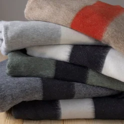 Siempre Blanket, Charcoal with Black Stripe^Be Home Discount