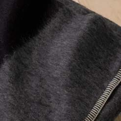 Siempre Blanket, Charcoal with Black Stripe^Be Home Outlet