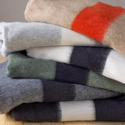 Siempre Blanket, Sand with Red Stripe^Be Home Outlet