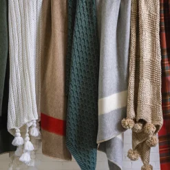 Siempre Blanket, Sand with Red Stripe^Be Home Outlet