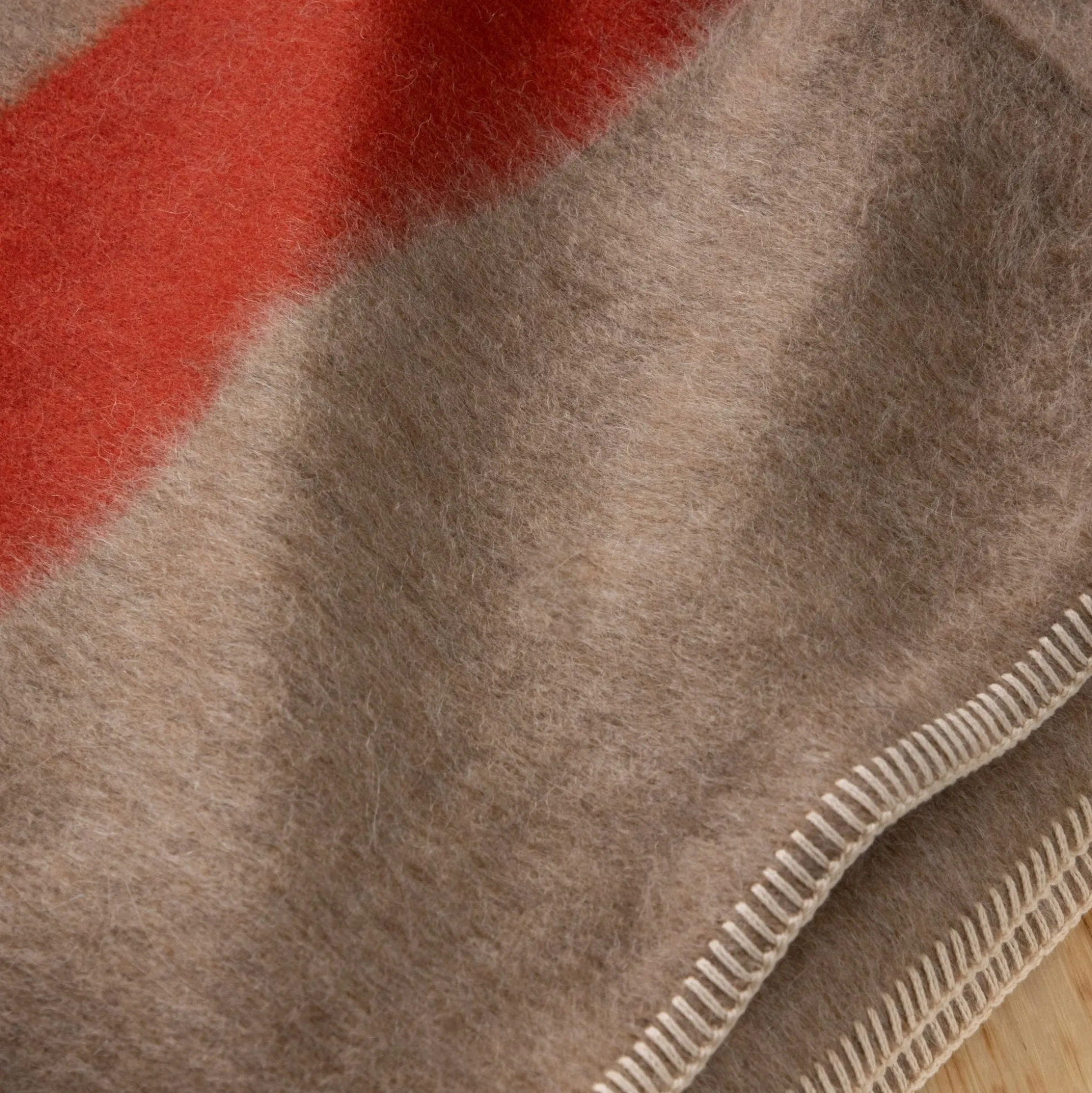 Siempre Blanket, Sand with Red Stripe^Be Home Outlet