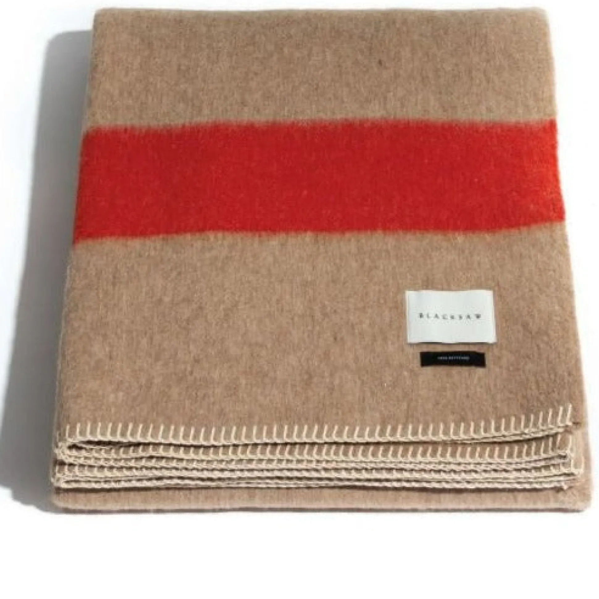 Siempre Blanket, Sand with Red Stripe^Be Home Outlet