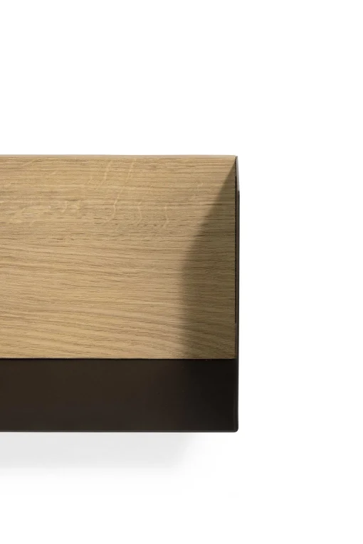 Solid Oak U Shelf with Black Metal, 28"
