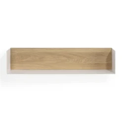 Solid Oak U Shelf with White Metal, 28