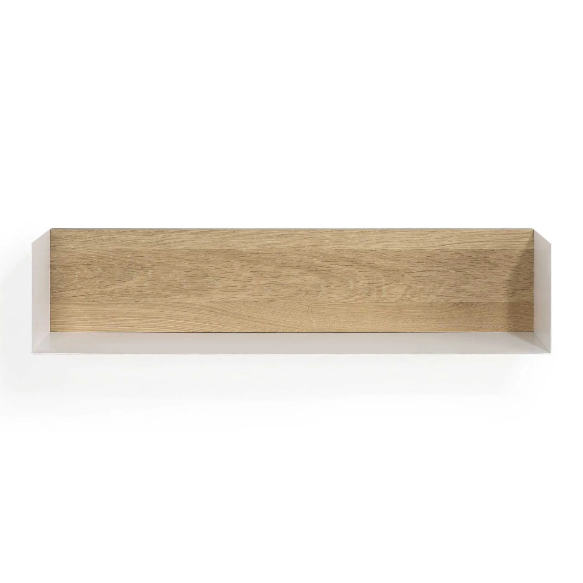 Solid Oak U Shelf with White Metal, 28"
