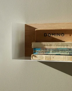 Solid Oak U Shelf with White Metal, 28