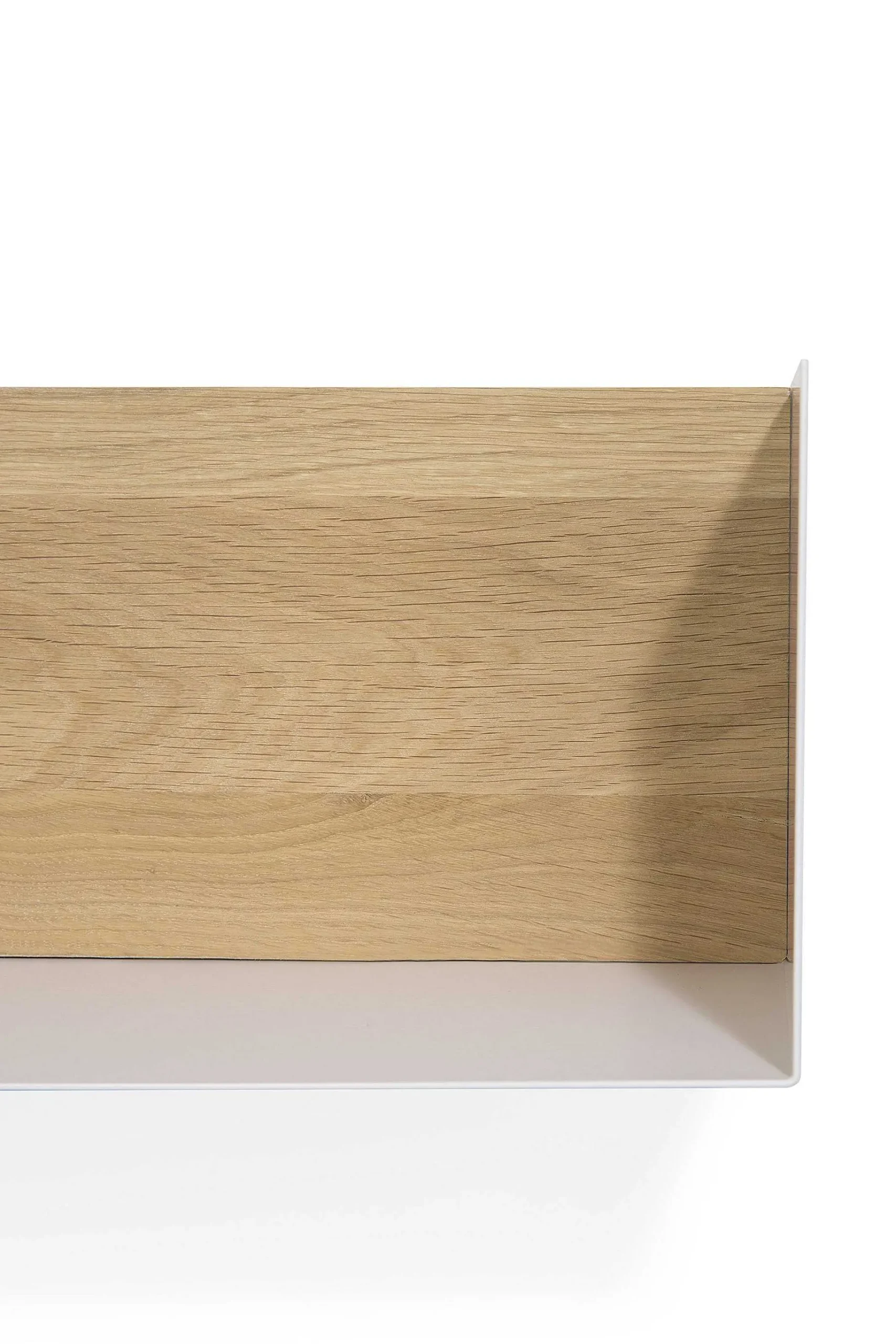 Solid Oak U Shelf with White Metal, 28"