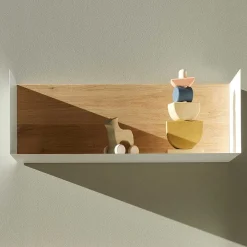 Solid Oak U Shelf with White Metal, 22