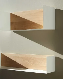 Solid Oak U Shelf with White Metal, 22