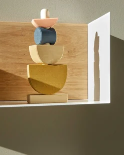 Solid Oak U Shelf with White Metal, 22