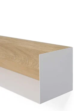 Solid Oak U Shelf with White Metal, 22