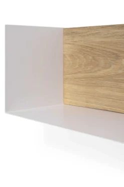 Solid Oak U Shelf with White Metal, 22