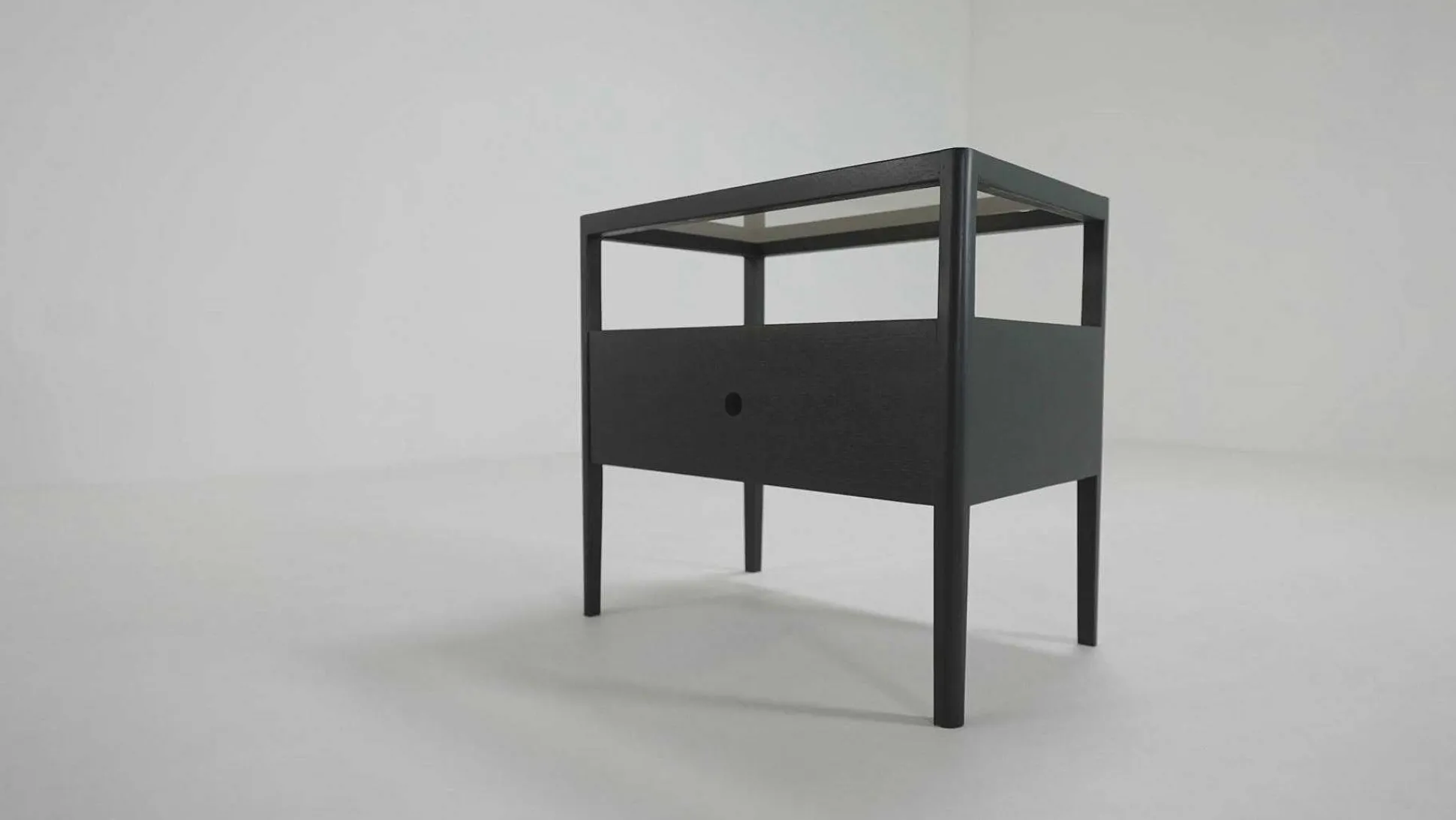 Spindle Solid Black Oak Bedside Table