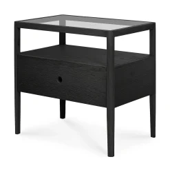 Spindle Solid Black Oak Bedside Table