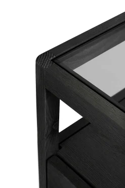 Spindle Solid Black Oak Bedside Table