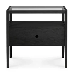 Spindle Solid Black Oak Bedside Table