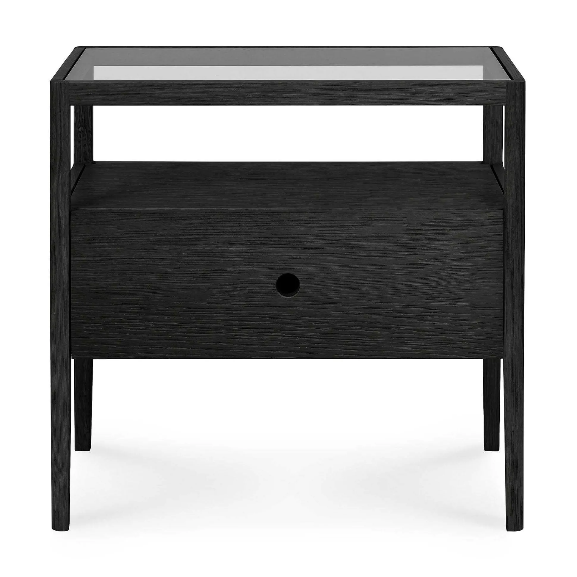Spindle Solid Black Oak Bedside Table