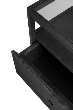 Spindle Solid Black Oak Bedside Table