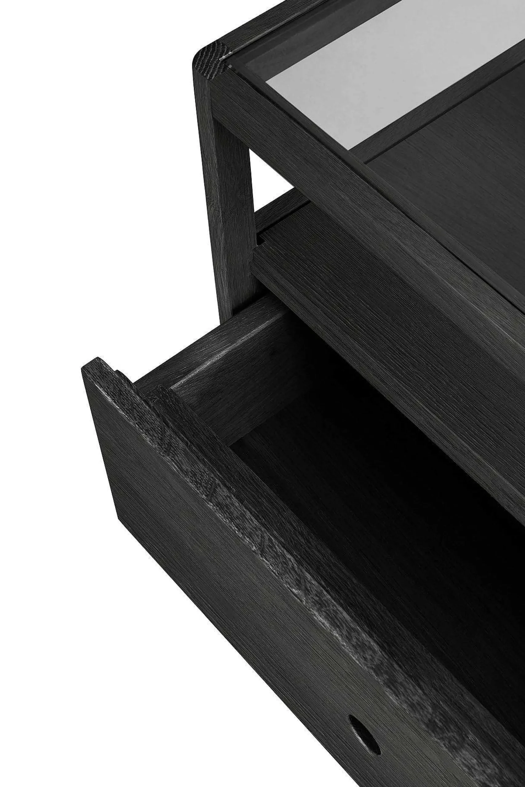 Spindle Solid Black Oak Bedside Table