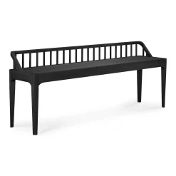 Spindle Solid Black Oak Bench