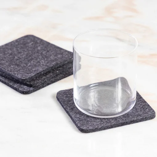 Square Felt Coaster, Set of 4, Charcoal