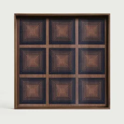 Square Ink Squares Glass Tray, Large
