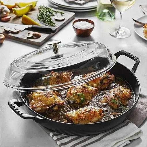 Staub 12" Braiser with Glass Lid, 3.5qt, Black