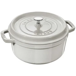 Staub Round Cocotte, 7qt, White Truffle