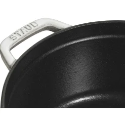 Staub Round Cocotte, 7qt, White Truffle