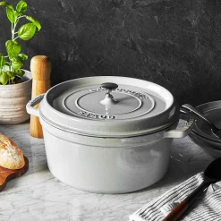 Staub Round Cocotte, 7qt, White Truffle
