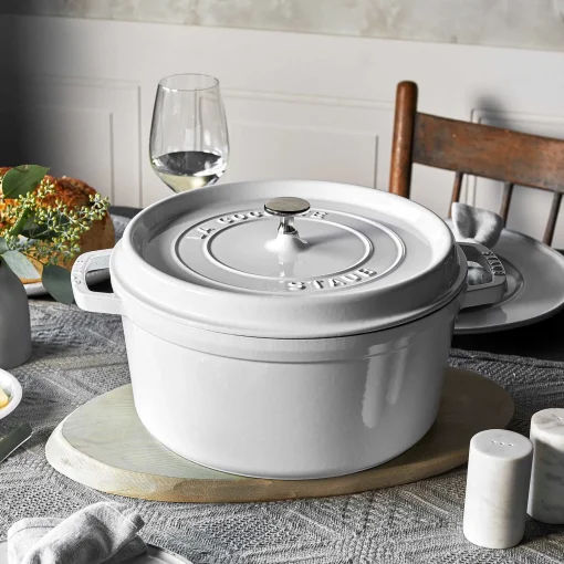 Staub Round Cocotte, 7qt, White