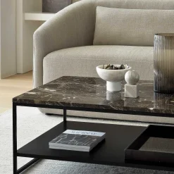 Stone Coffee Table, Dark Emperador Marble