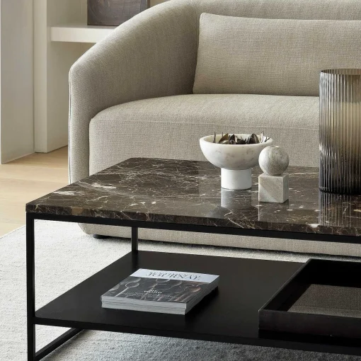 Stone Coffee Table, Dark Emperador Marble