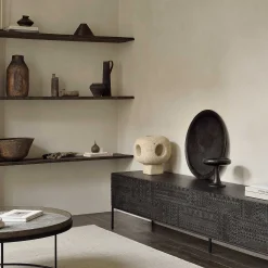 Tabwa Black Teak Media Console, 94.5