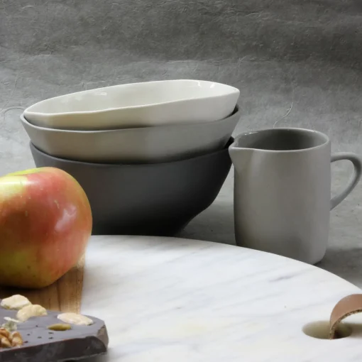 Tam Stoneware Dessert Bowl, Sterling, Set of 4^Be Home Fashion