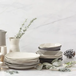 Tam Stoneware Dinner Plate Pearl, Set of 4^Be Home Hot