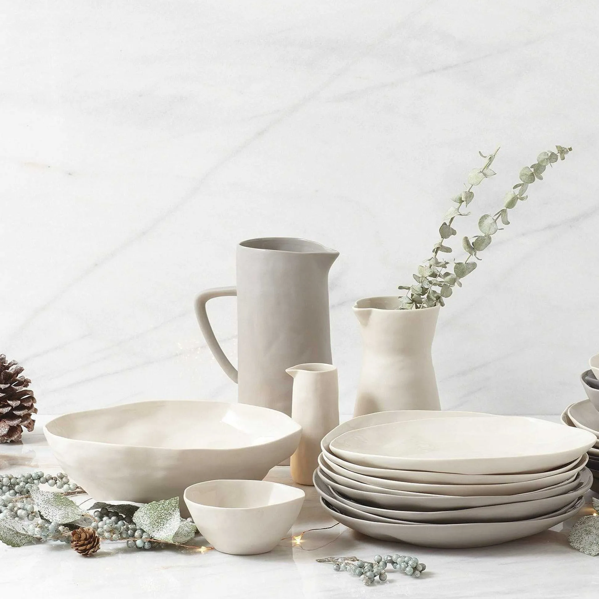 Tam Stoneware Large Serving Bowl, Pearl